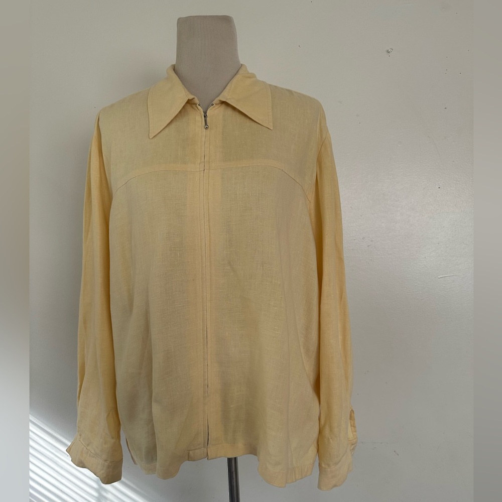 Boston proper women’s classic blazer/over shirt tops 100% linen size L - Picture 2 of 9
